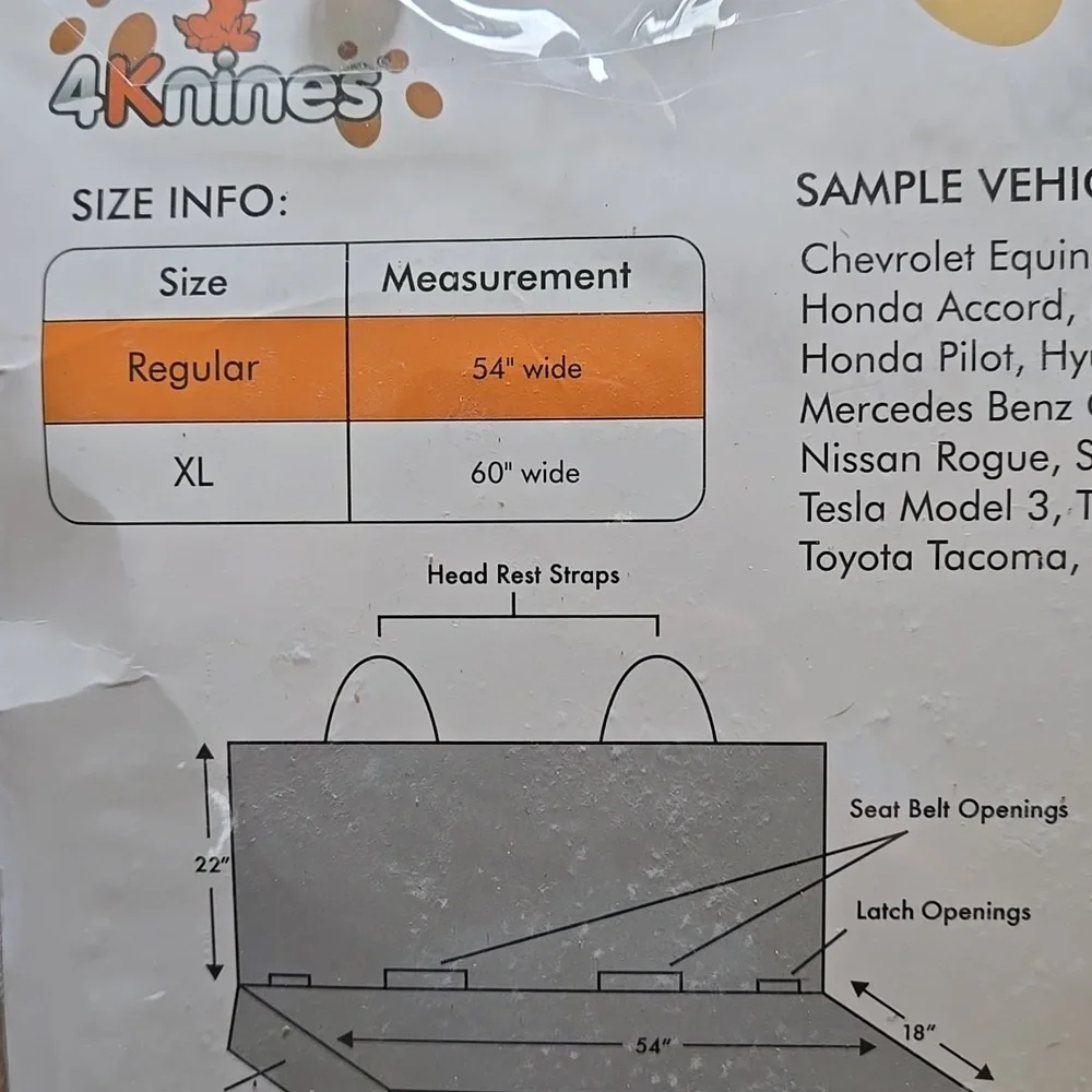 4Knines Rear Seat Cover for Cars